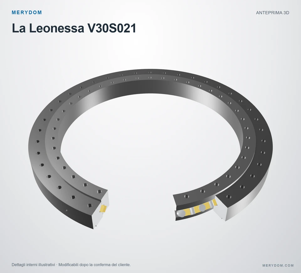 Anteprima del modello 3D del cuscinetto di rotazione sostitutivo MERYDOM per La Leonessa V30S021.