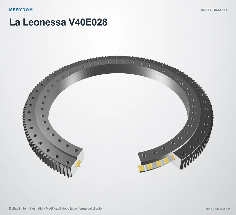 Anteprima del modello 3D del cuscinetto di rotazione sostitutivo MERYDOM per La Leonessa V40E028.
