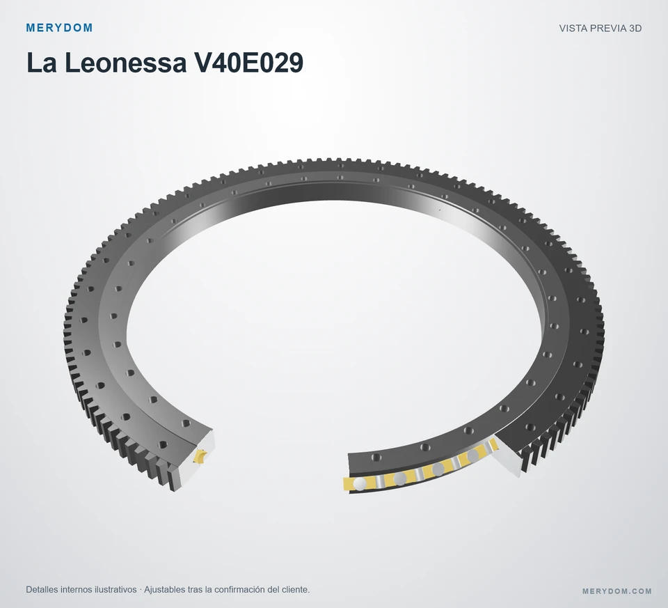 Vista previa del modelo 3D de la corona de giro de sustitución MERYDOM para La Leonessa V40E029.