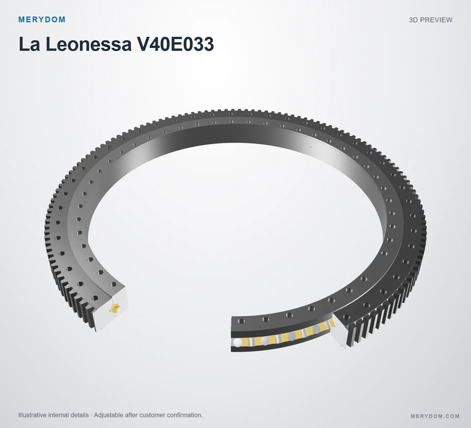 3D model preview of the MERYDOM replacement slewing bearing for La Leonessa V40E033.