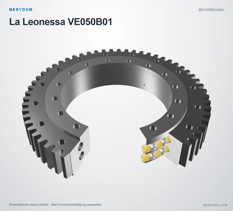 Vorschau des 3D-Modells des MERYDOM-Ersatzdrehkranzes für La Leonessa VE050B01.