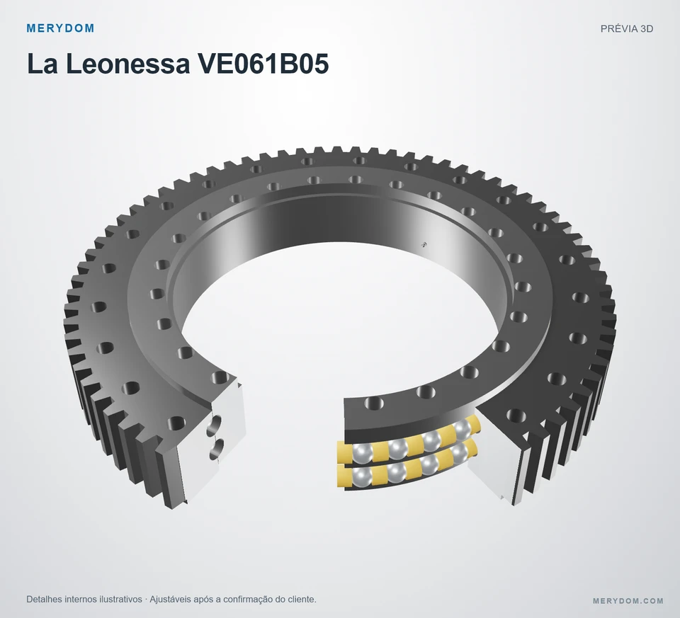 Prévia do modelo 3D do rolamento de giro de substituição MERYDOM para La Leonessa VE061B05.