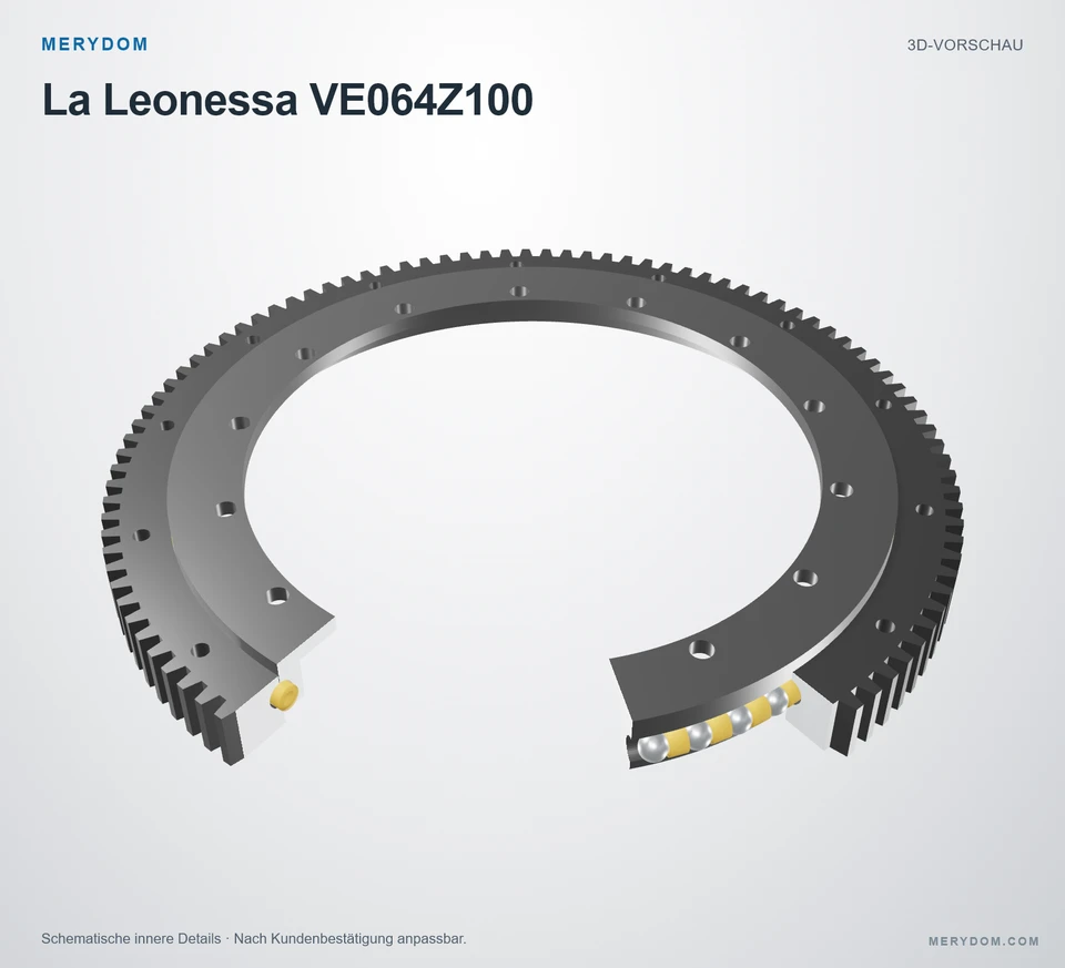 Vorschau des 3D-Modells des MERYDOM-Ersatzdrehkranzes für La Leonessa VE064Z100.