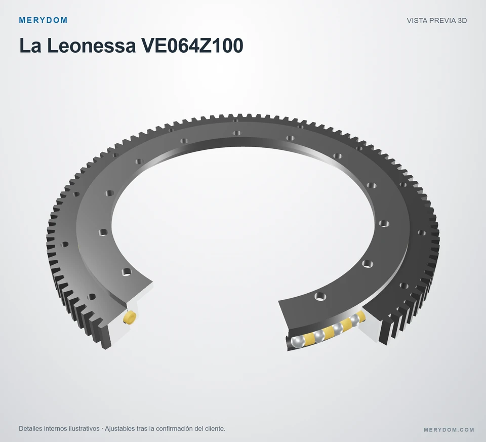 Vista previa del modelo 3D de la corona de giro de sustitución MERYDOM para La Leonessa VE064Z100.