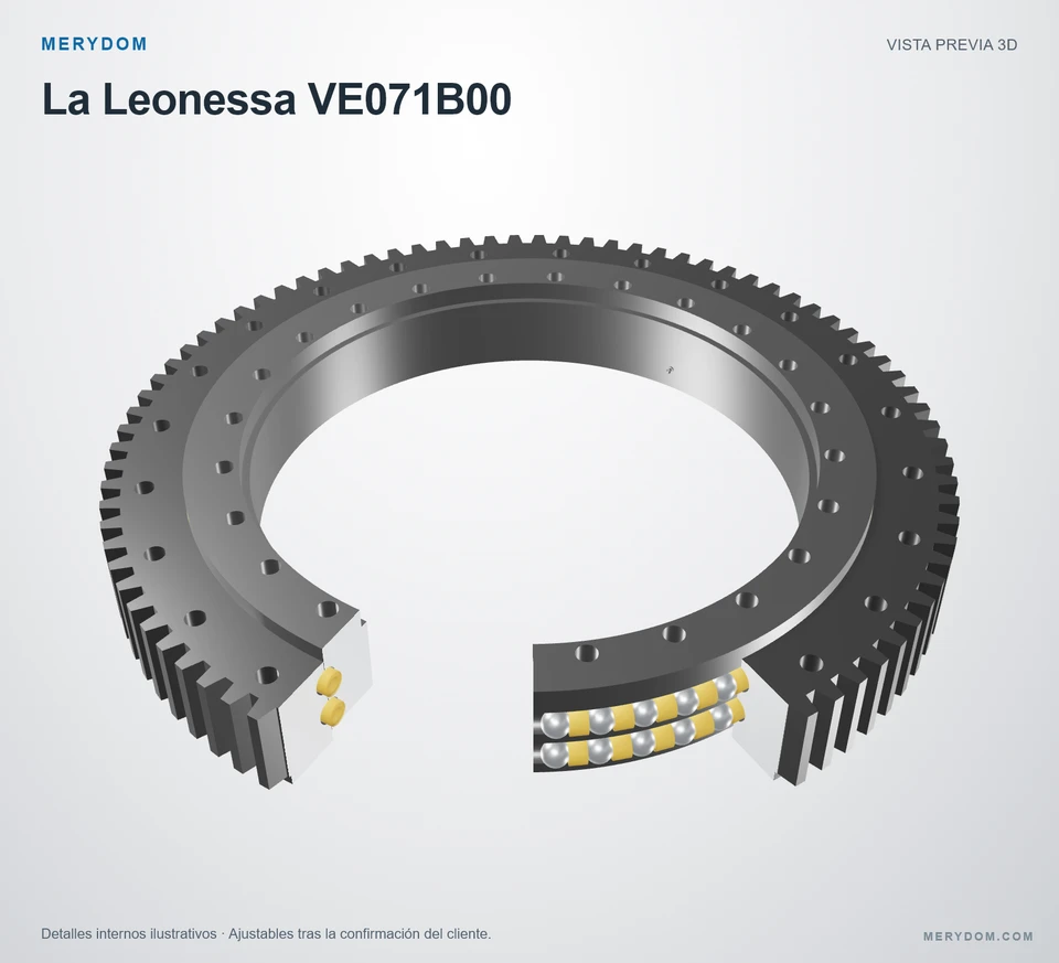 Vista previa del modelo 3D de la corona de giro de sustitución MERYDOM para La Leonessa VE071B00.
