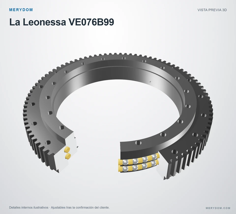 Vista previa del modelo 3D de la corona de giro de sustitución MERYDOM para La Leonessa VE076B99.