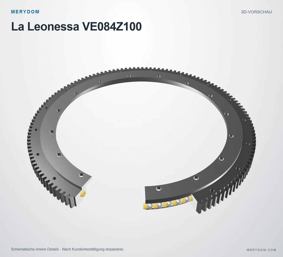 Vorschau des 3D-Modells des MERYDOM-Ersatzdrehkranzes für La Leonessa VE084Z100.