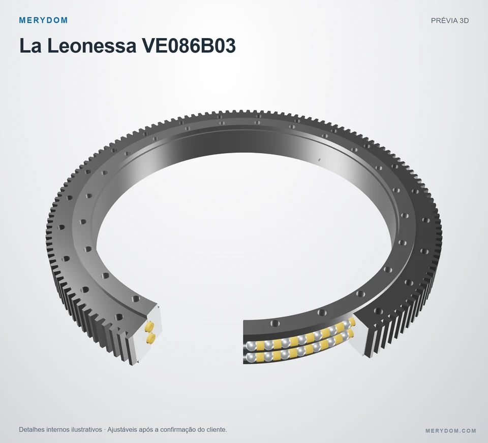 Prévia do modelo 3D do rolamento de giro de substituição MERYDOM para La Leonessa VE086B03.