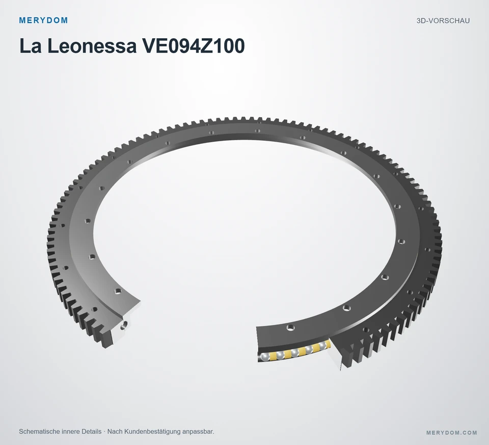 Vorschau des 3D-Modells des MERYDOM-Ersatzdrehkranzes für La Leonessa VE094Z100.