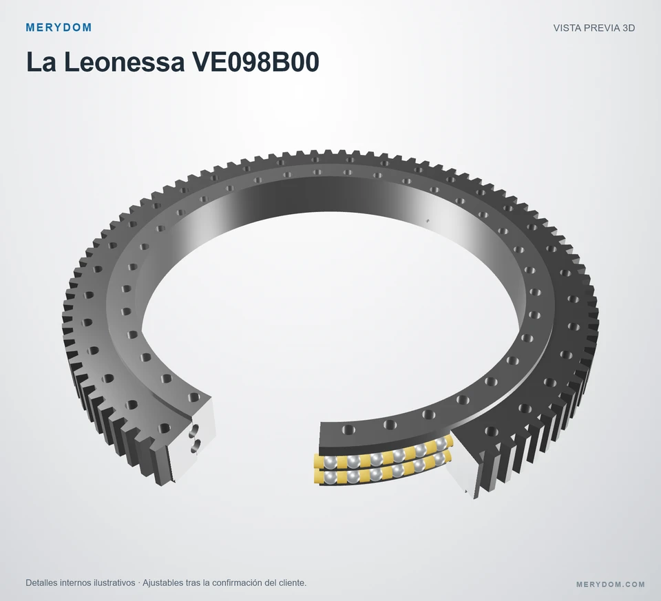 Vista previa del modelo 3D de la corona de giro de sustitución MERYDOM para La Leonessa VE098B00.