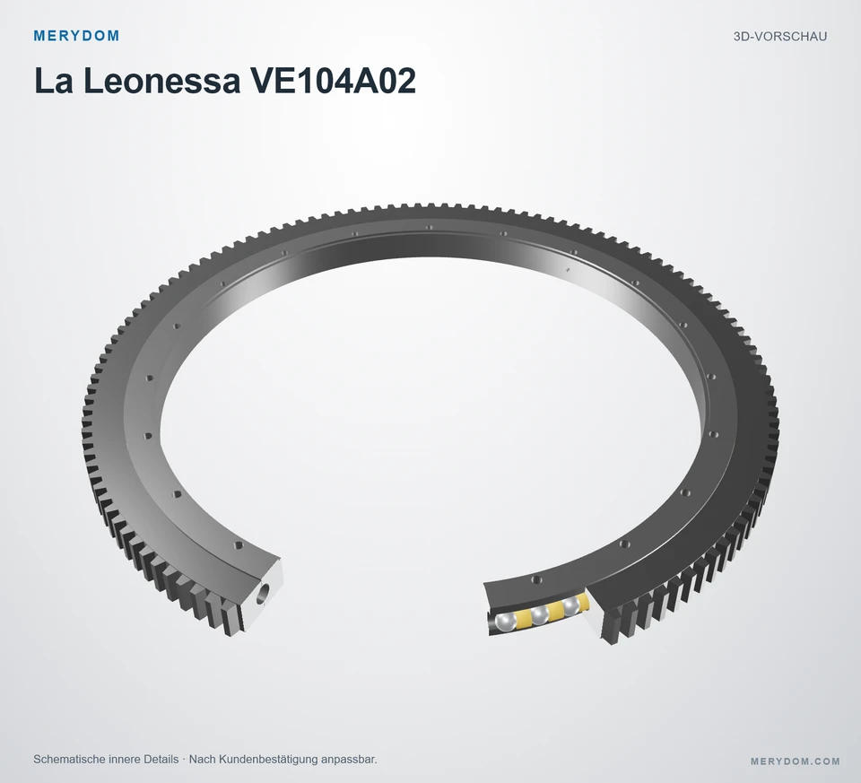 Vorschau des 3D-Modells des MERYDOM-Ersatzdrehkranzes für La Leonessa VE104A02.