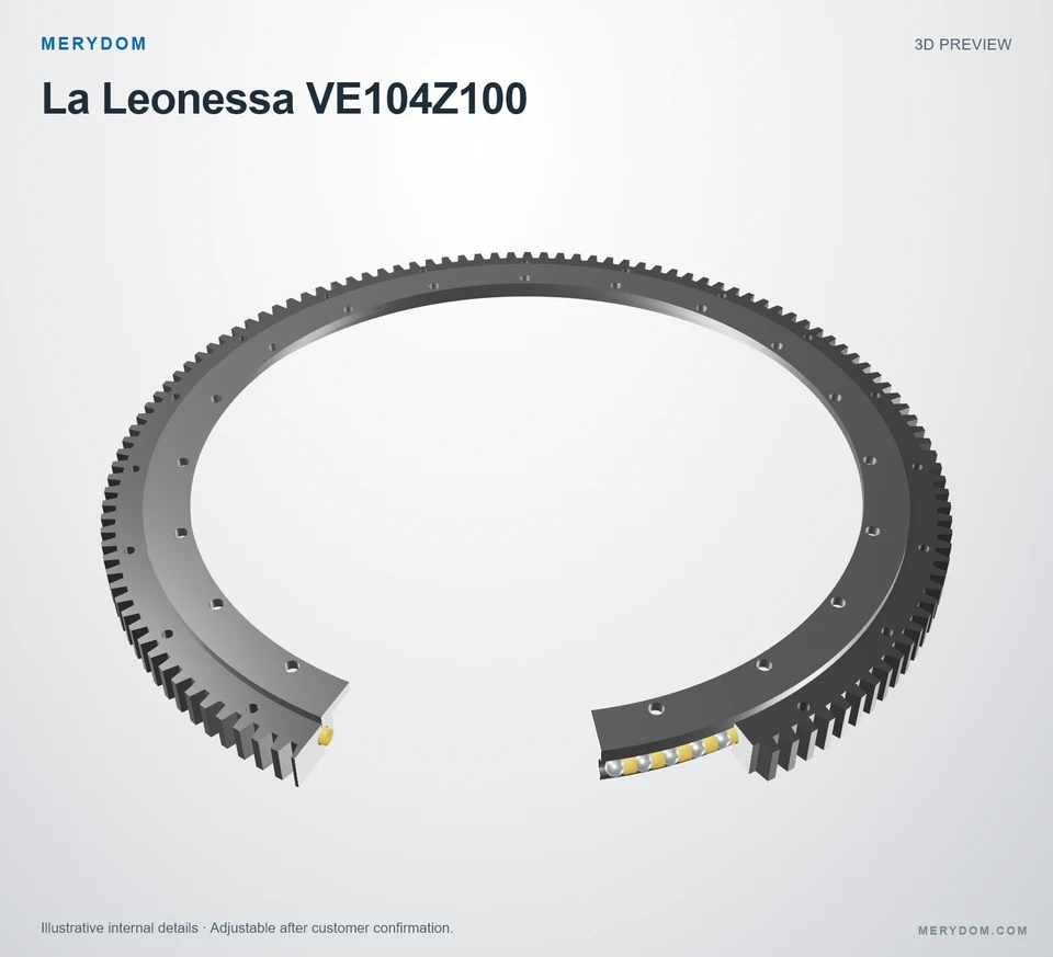 3D model preview of the MERYDOM replacement slewing bearing for La Leonessa VE104Z100.