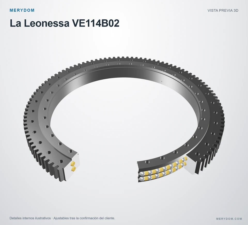 Vista previa del modelo 3D de la corona de giro de sustitución MERYDOM para La Leonessa VE114B02.