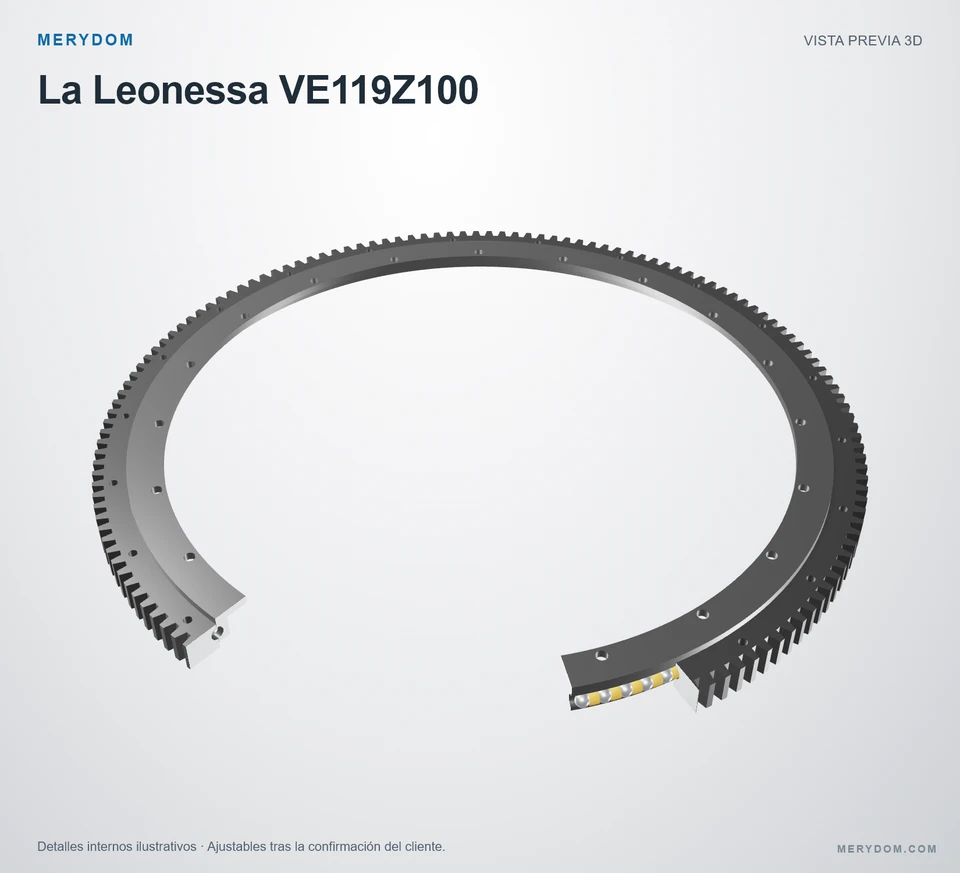 Vista previa del modelo 3D de la corona de giro de sustitución MERYDOM para La Leonessa VE119Z100.