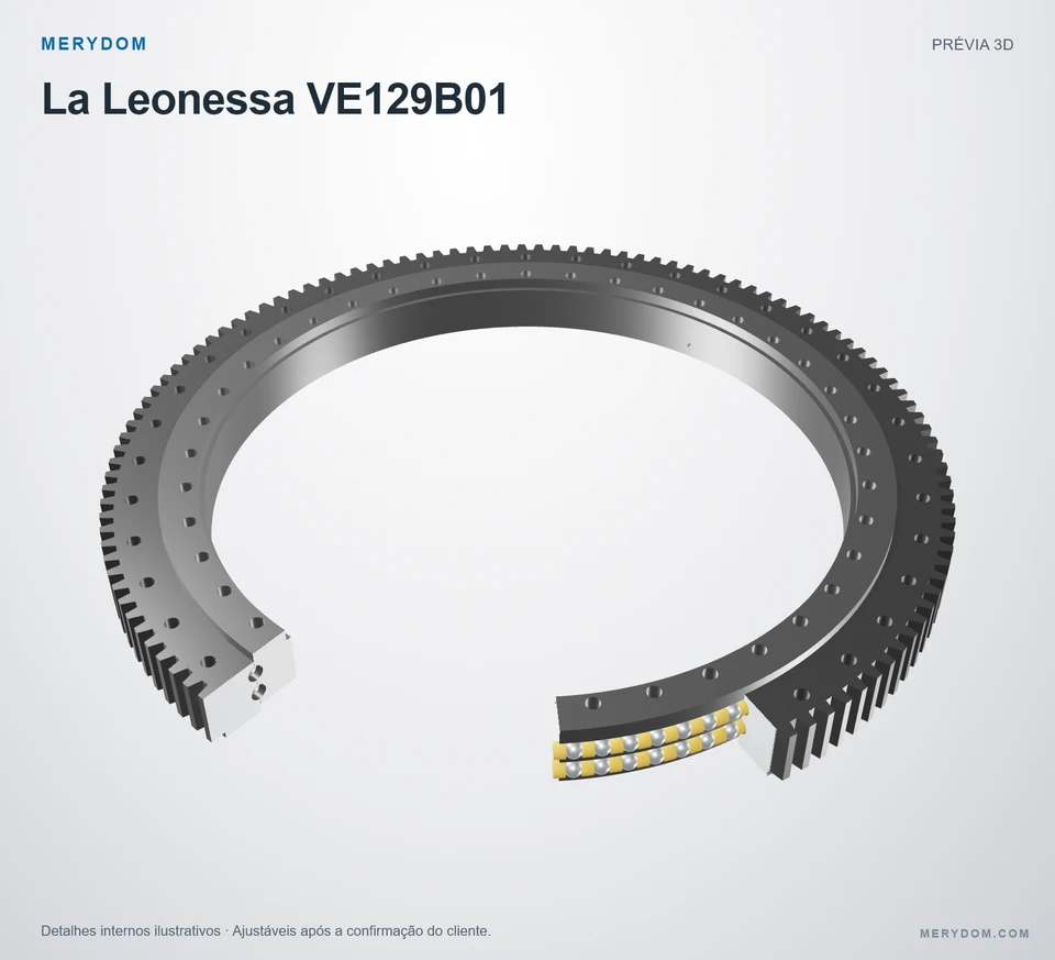 Prévia do modelo 3D do rolamento de giro de substituição MERYDOM para La Leonessa VE129B01.