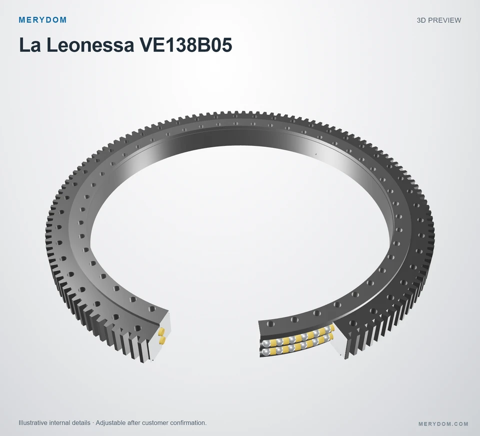 3D model preview of the MERYDOM replacement slewing bearing for La Leonessa VE138B05.