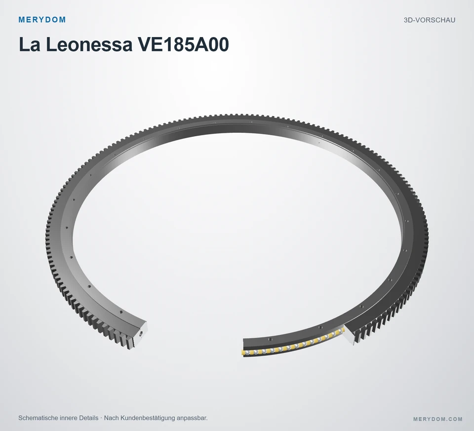 Vorschau des 3D-Modells des MERYDOM-Ersatzdrehkranzes für La Leonessa VE185A00.