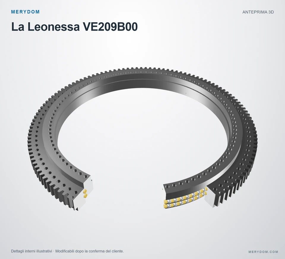 Anteprima del modello 3D del cuscinetto di rotazione sostitutivo MERYDOM per La Leonessa VE209B00.