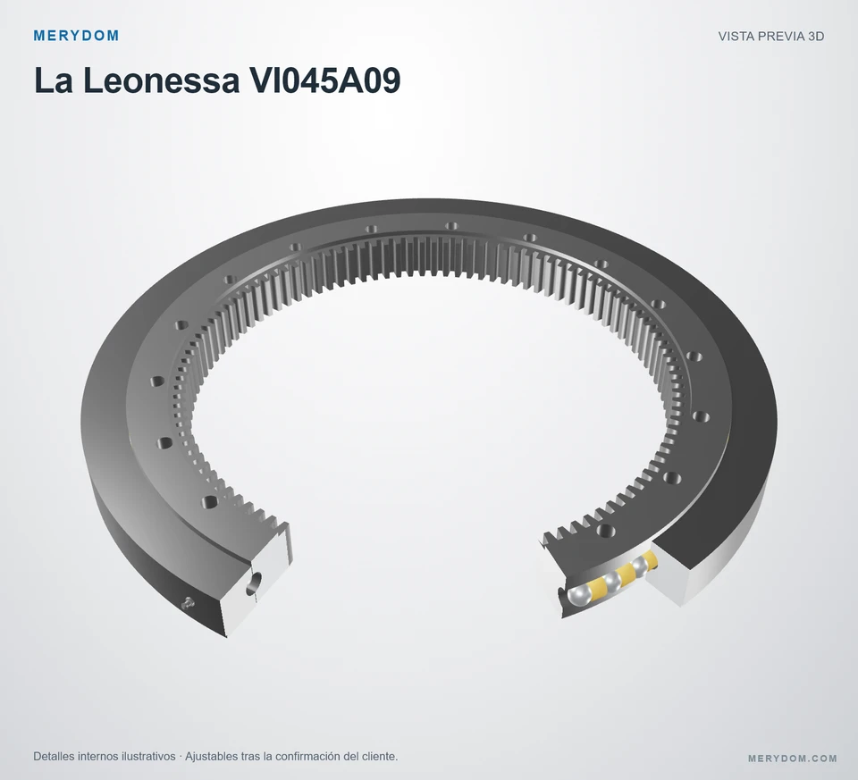 Vista previa del modelo 3D de la corona de giro de sustitución MERYDOM para La Leonessa VI045A09.
