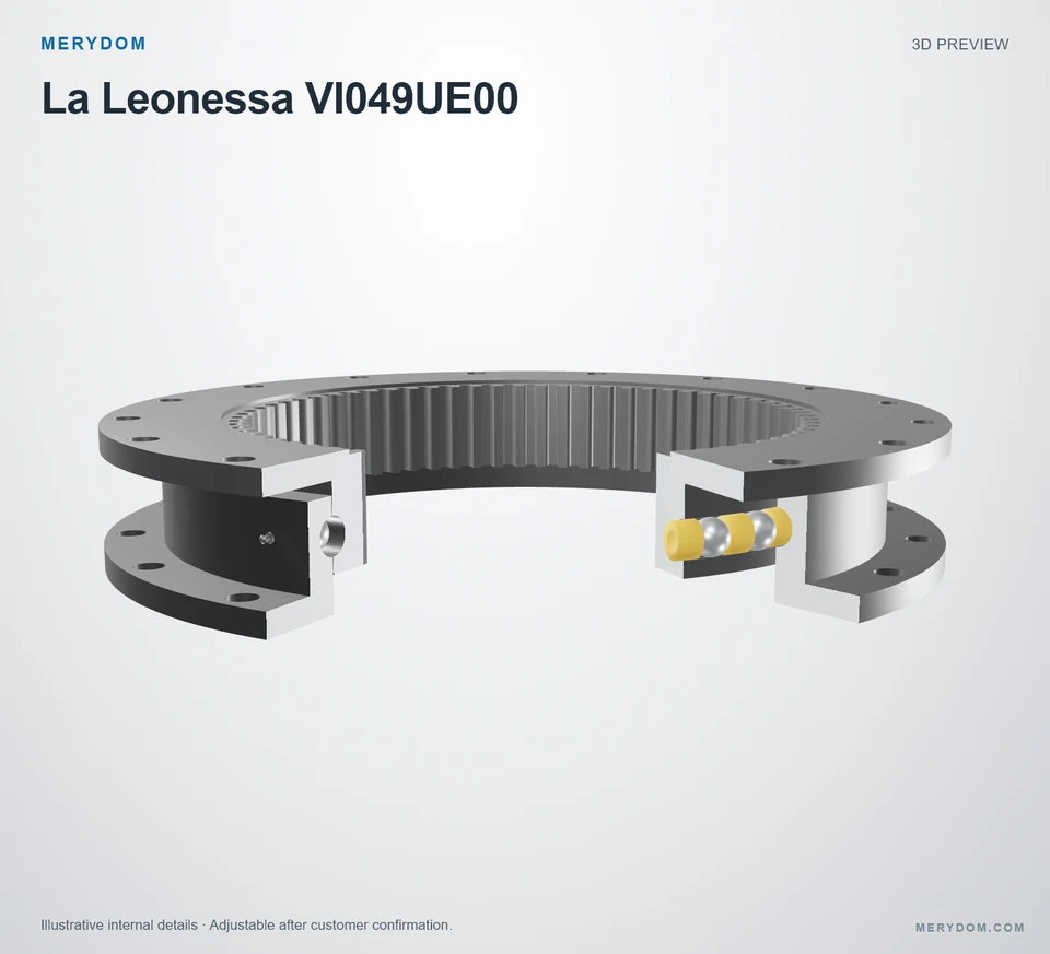 3D model preview of the MERYDOM replacement slewing bearing for La Leonessa VI049UE00.