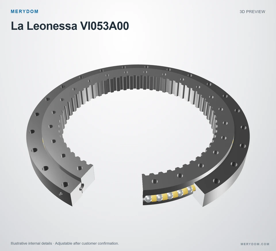 3D model preview of the MERYDOM replacement slewing bearing for La Leonessa VI053A00.