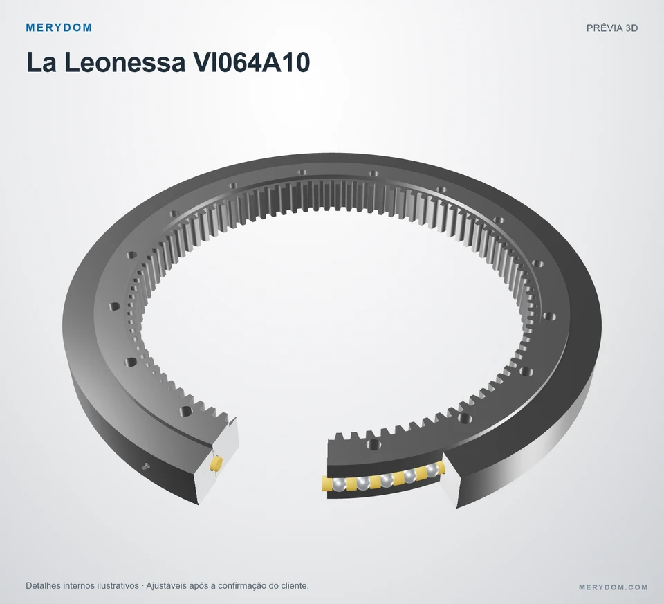 Prévia do modelo 3D do rolamento de giro de substituição MERYDOM para La Leonessa VI064A10.