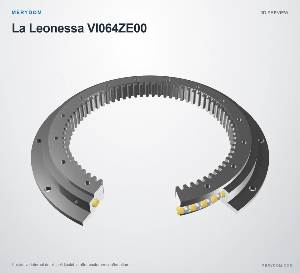 3D model preview of the MERYDOM replacement slewing bearing for La Leonessa VI064ZE00.