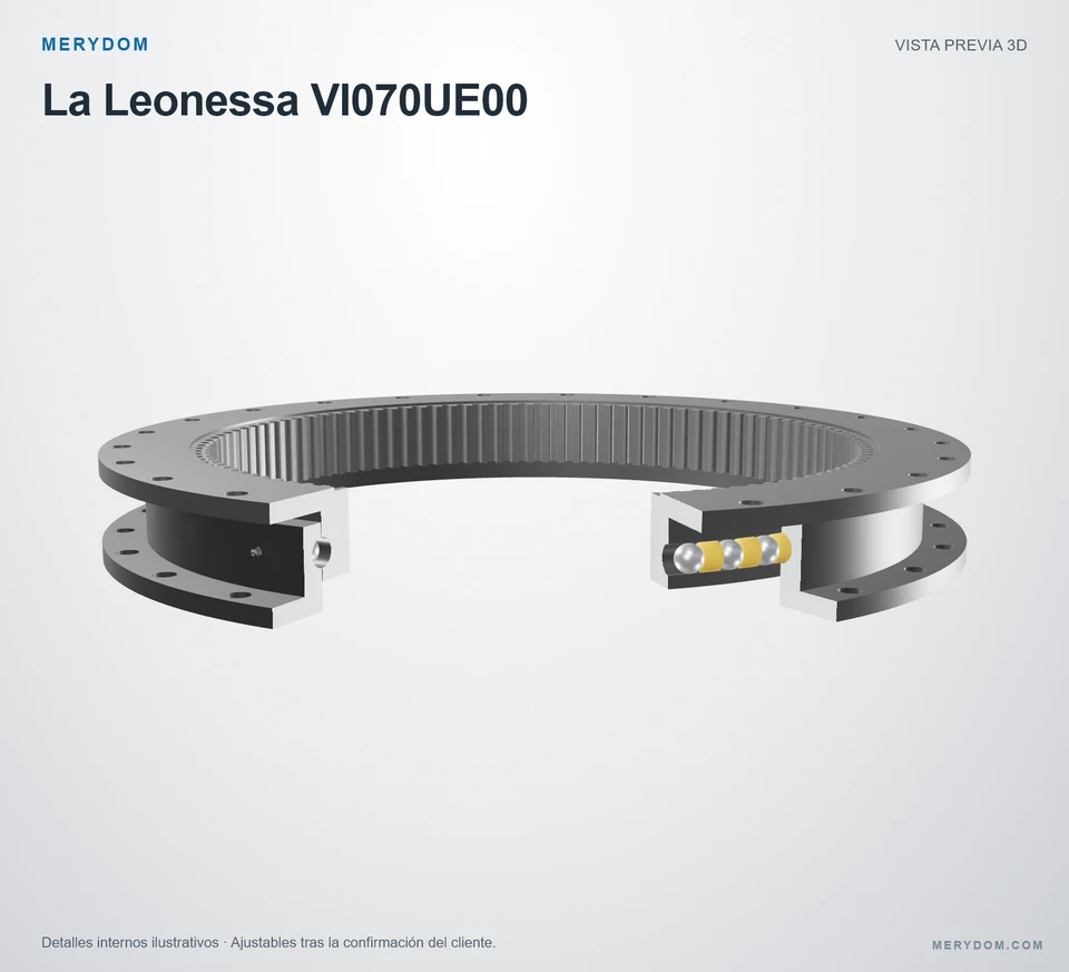 Vista previa del modelo 3D de la corona de giro de sustitución MERYDOM para La Leonessa VI070UE00.