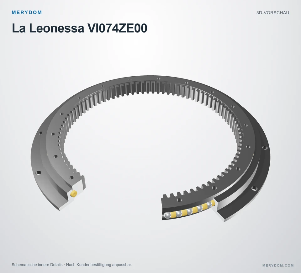 Vorschau des 3D-Modells des MERYDOM-Ersatzdrehkranzes für La Leonessa VI074ZE00.