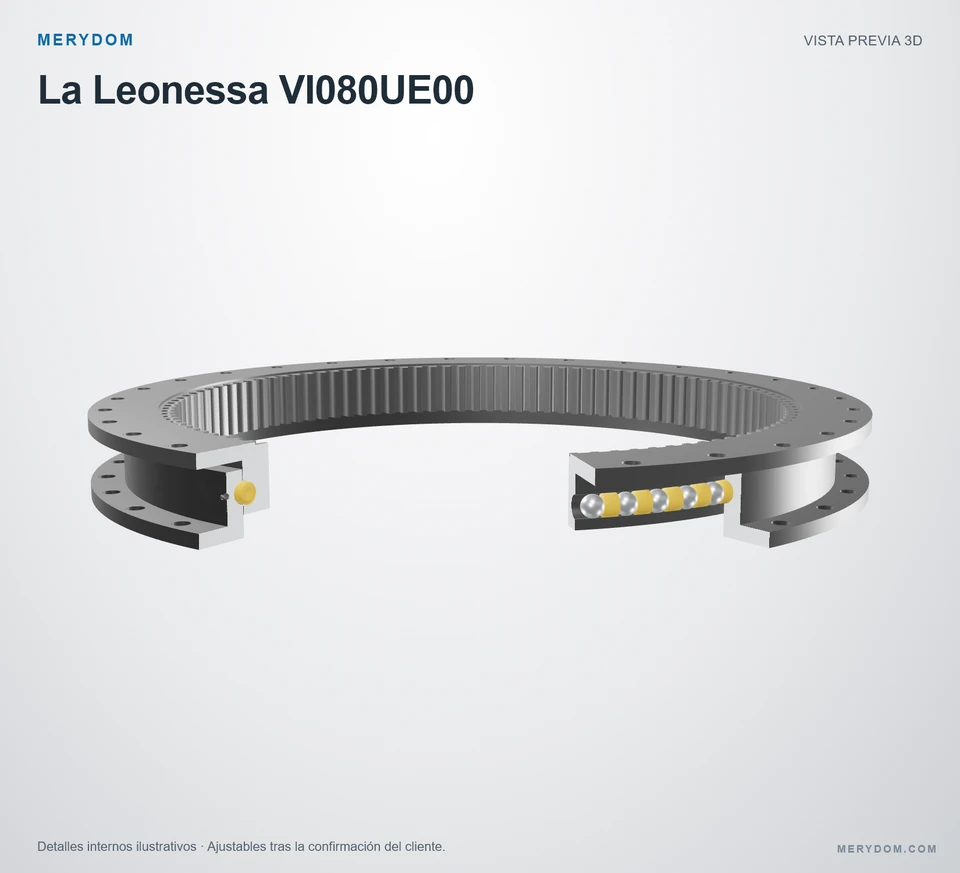 Vista previa del modelo 3D de la corona de giro de sustitución MERYDOM para La Leonessa VI080UE00.