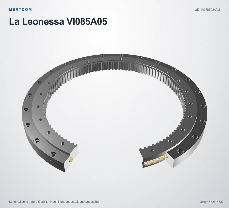Vorschau des 3D-Modells des MERYDOM-Ersatzdrehkranzes für La Leonessa VI085A05.