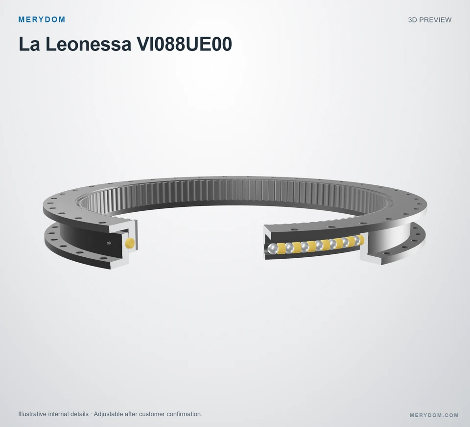 3D model preview of the MERYDOM replacement slewing bearing for La Leonessa VI088UE00.