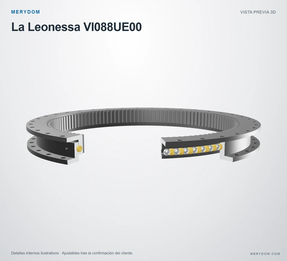 Vista previa del modelo 3D de la corona de giro de sustitución MERYDOM para La Leonessa VI088UE00.