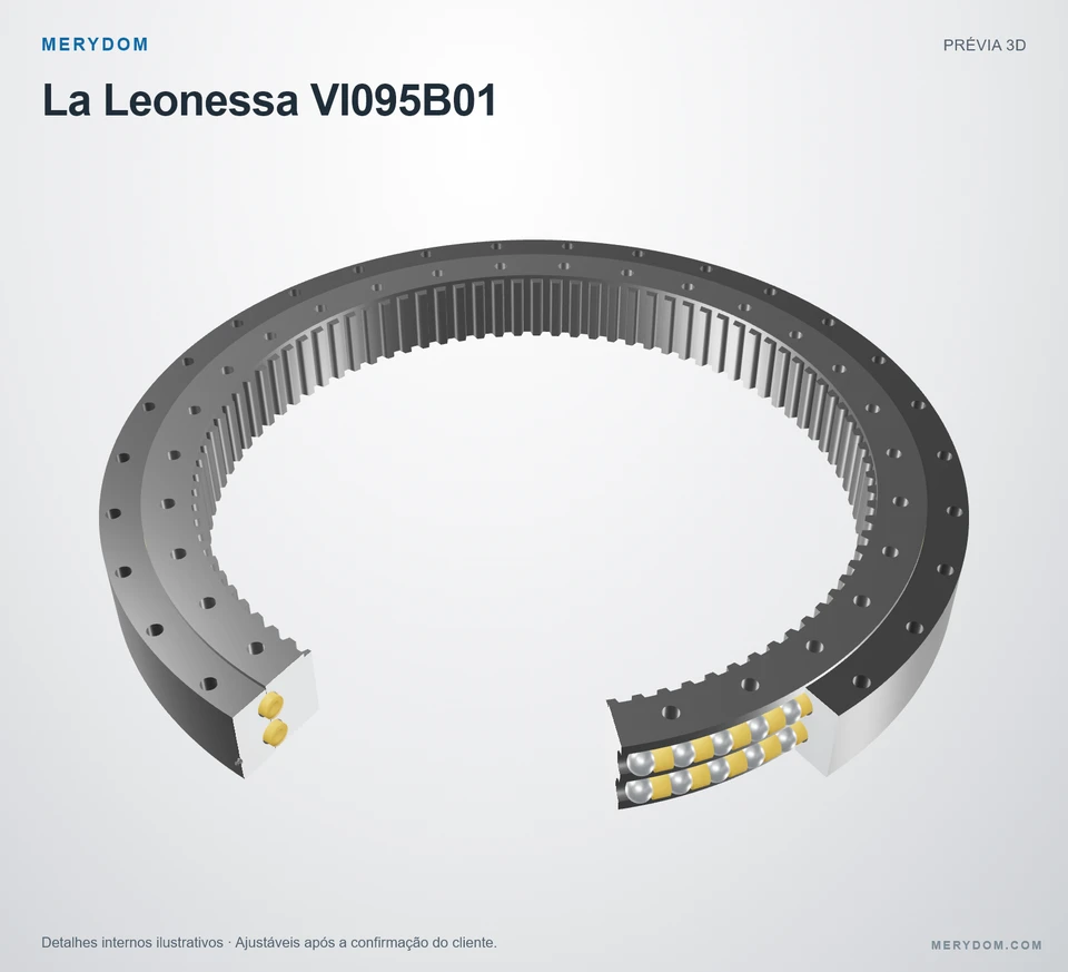 Prévia do modelo 3D do rolamento de giro de substituição MERYDOM para La Leonessa VI095B01.