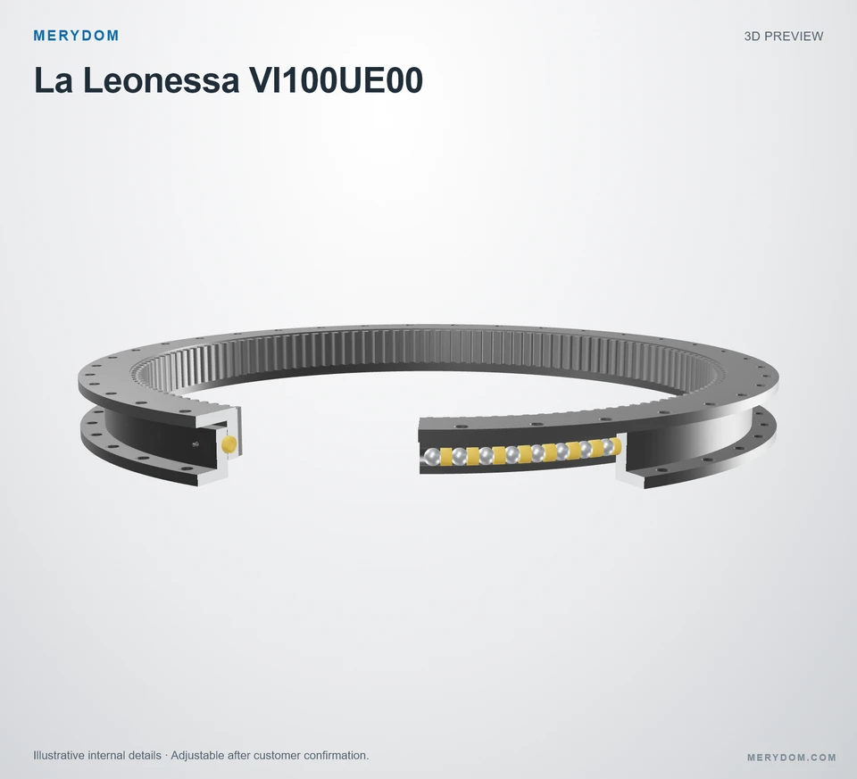 3D model preview of the MERYDOM replacement slewing bearing for La Leonessa VI100UE00.