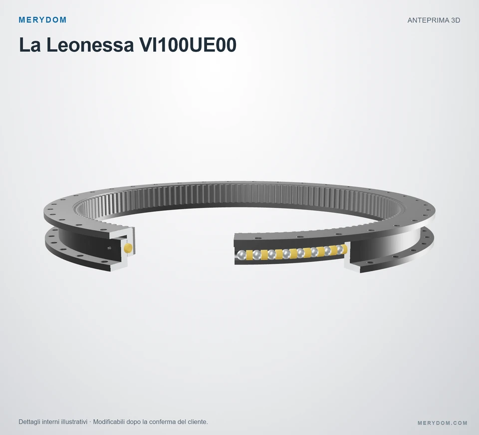 Anteprima del modello 3D del cuscinetto di rotazione sostitutivo MERYDOM per La Leonessa VI100UE00.