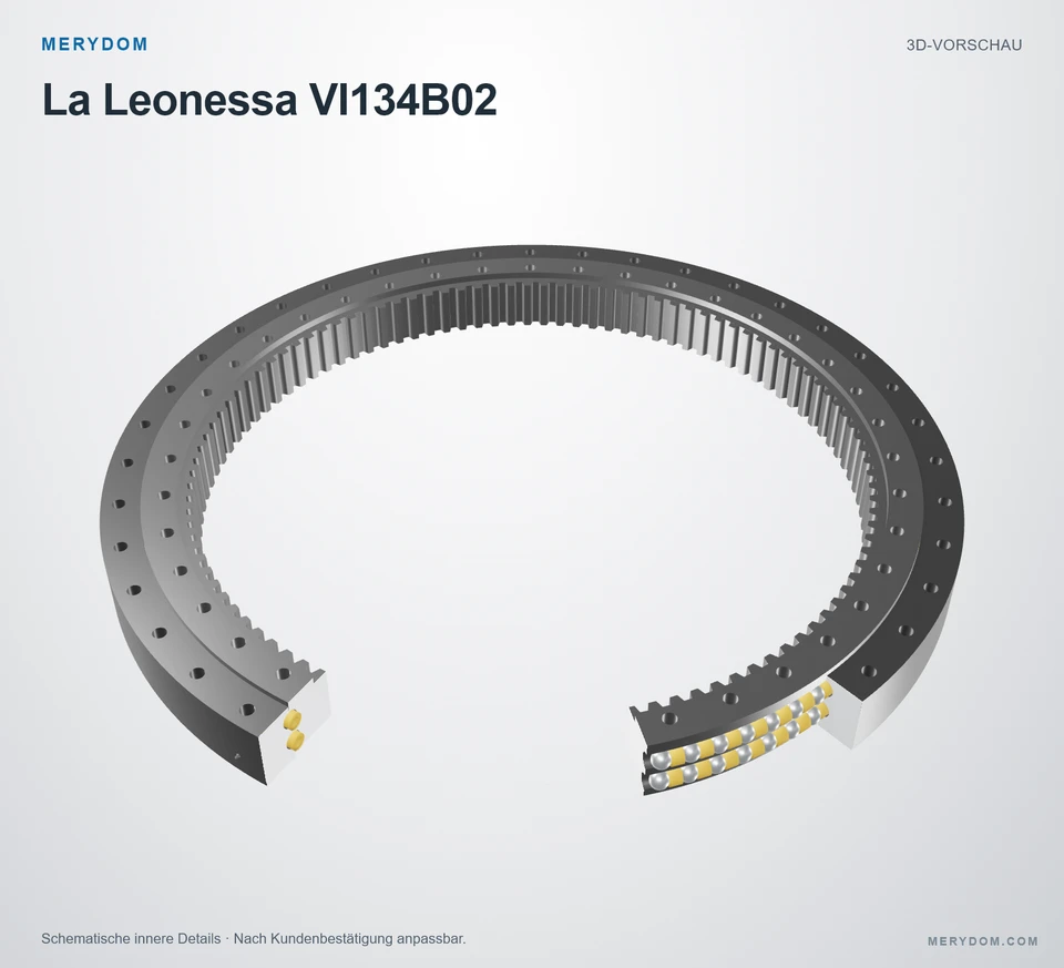 Vorschau des 3D-Modells des MERYDOM-Ersatzdrehkranzes für La Leonessa VI134B02.