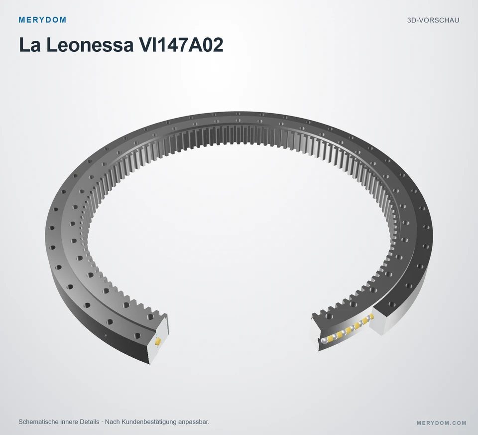 Vorschau des 3D-Modells des MERYDOM-Ersatzdrehkranzes für La Leonessa VI147A02.