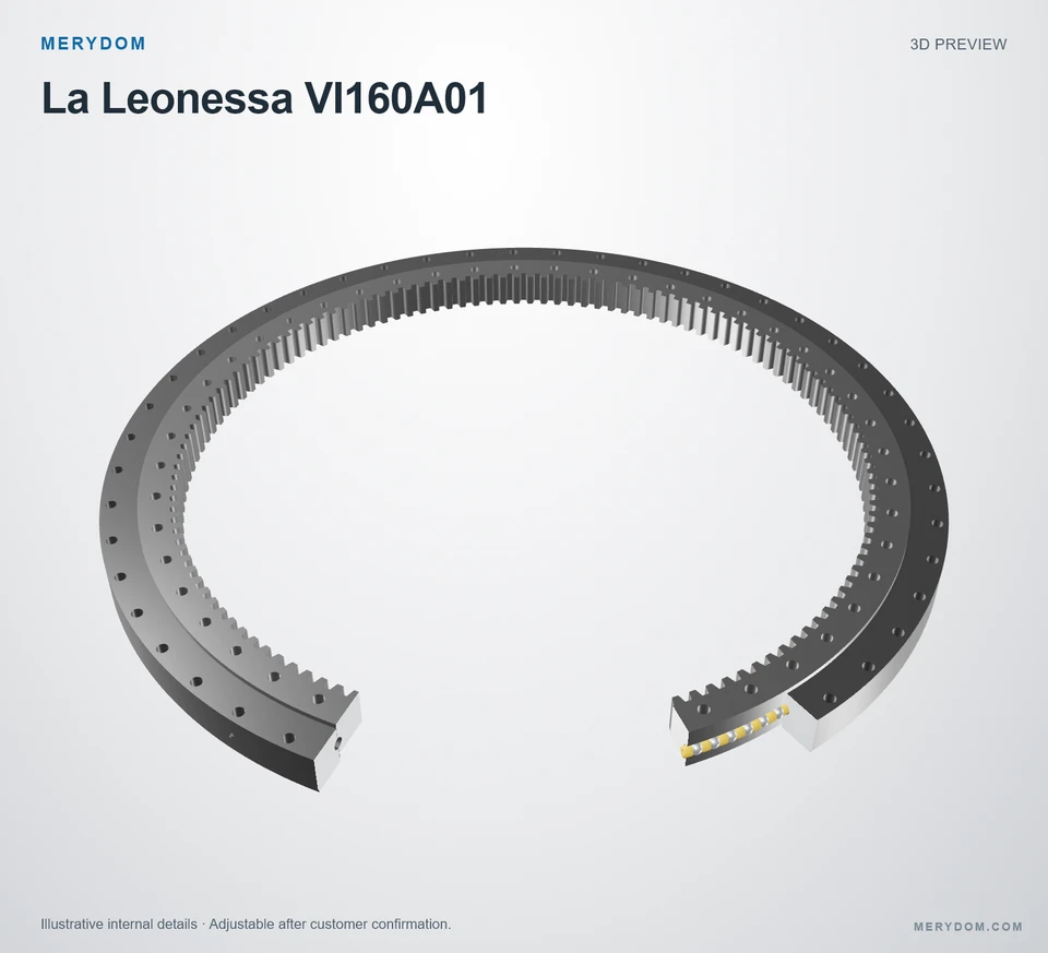3D model preview of the MERYDOM replacement slewing bearing for La Leonessa VI160A01.