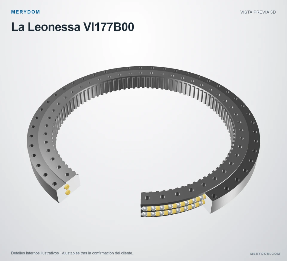 Vista previa del modelo 3D de la corona de giro de sustitución MERYDOM para La Leonessa VI177B00.