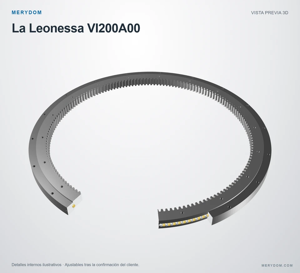 Vista previa del modelo 3D de la corona de giro de sustitución MERYDOM para La Leonessa VI200A00.