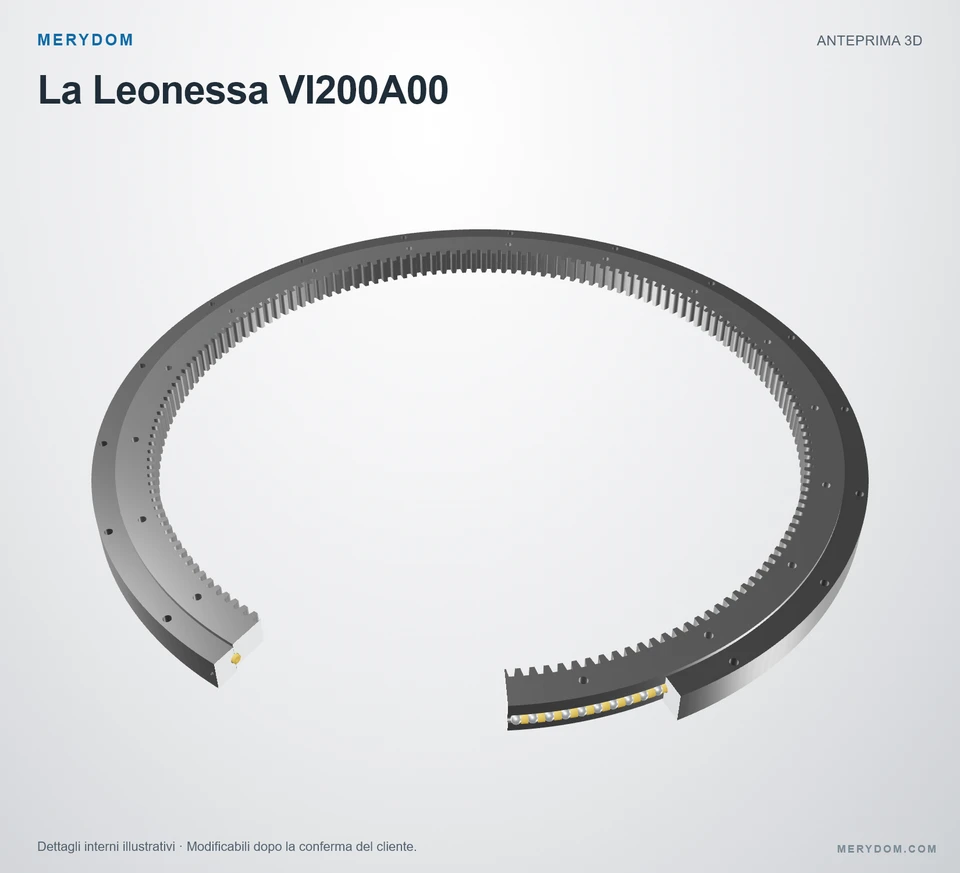 Anteprima del modello 3D del cuscinetto di rotazione sostitutivo MERYDOM per La Leonessa VI200A00.