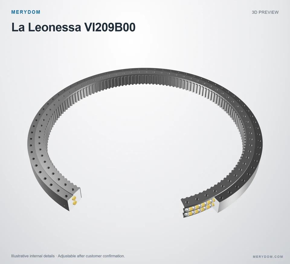 3D model preview of the MERYDOM replacement slewing bearing for La Leonessa VI209B00.