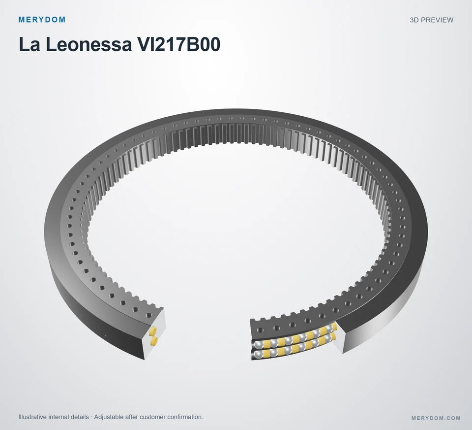 3D model preview of the MERYDOM replacement slewing bearing for La Leonessa VI217B00.