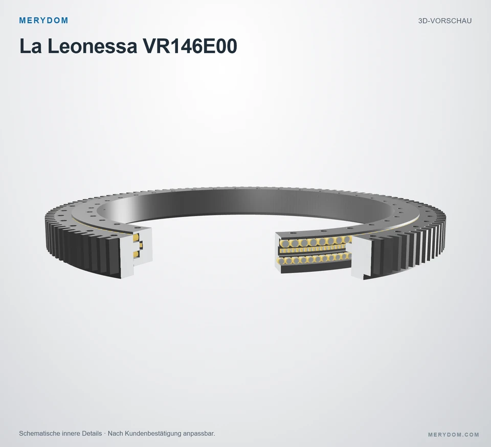 Vorschau des 3D-Modells des MERYDOM-Ersatzdrehkranzes für La Leonessa VR146E00.