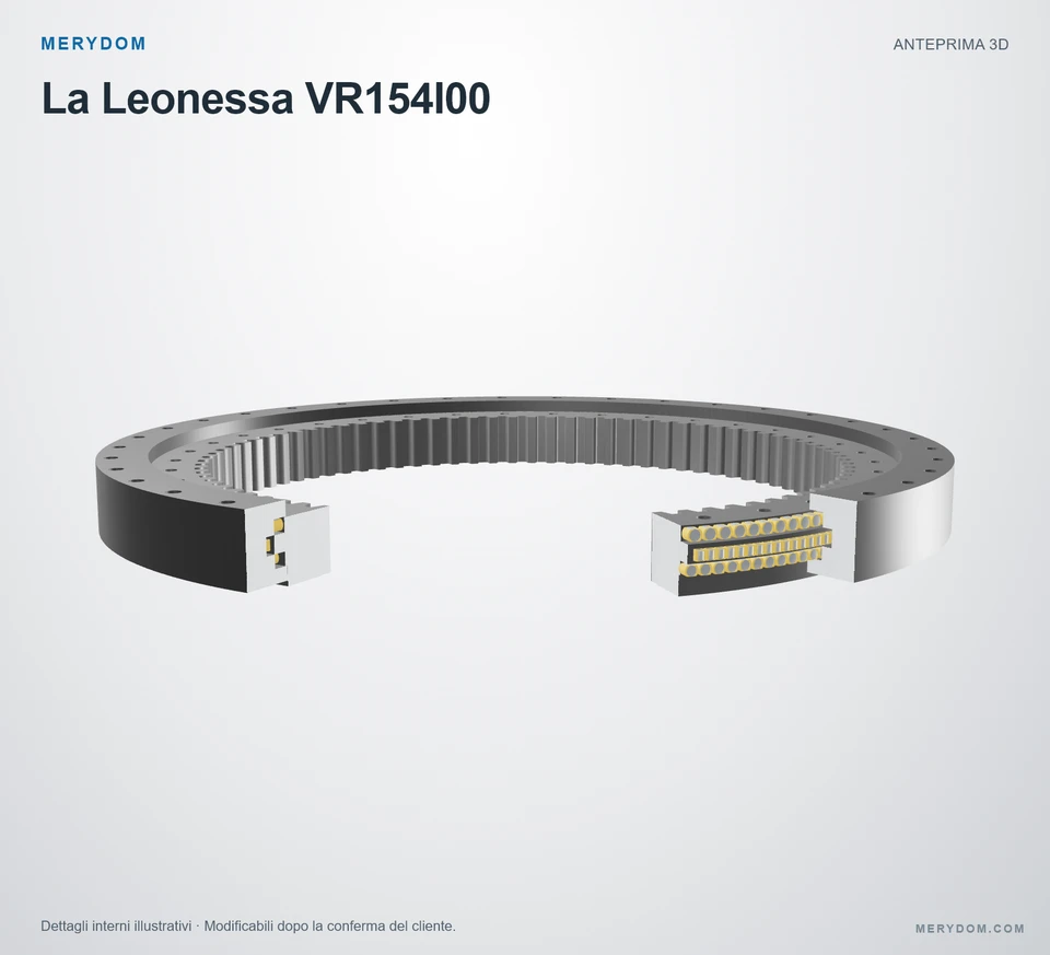 Anteprima del modello 3D del cuscinetto di rotazione sostitutivo MERYDOM per La Leonessa VR154I00.