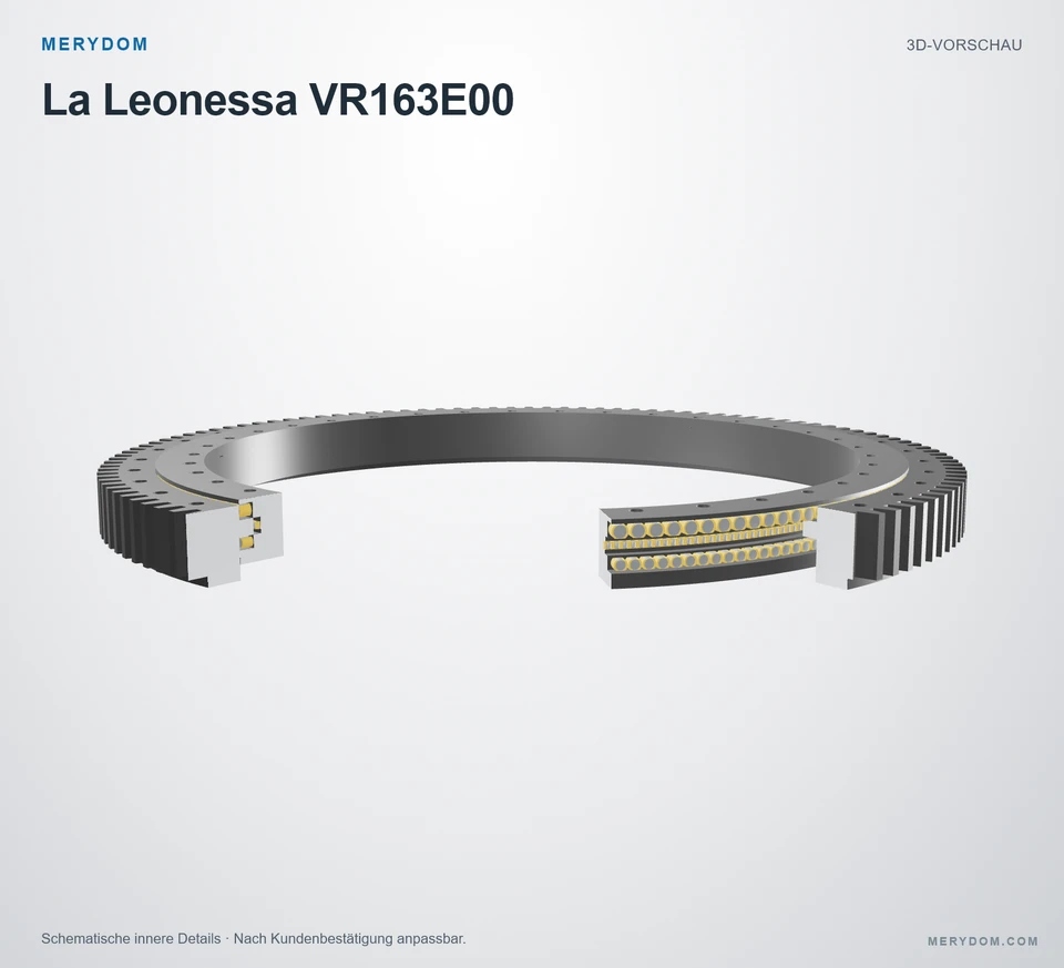 Vorschau des 3D-Modells des MERYDOM-Ersatzdrehkranzes für La Leonessa VR163E00.