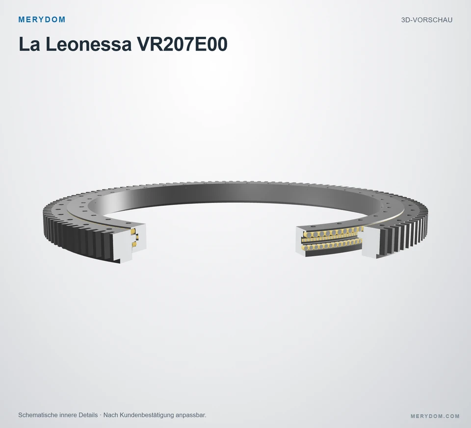 Vorschau des 3D-Modells des MERYDOM-Ersatzdrehkranzes für La Leonessa VR207E00.