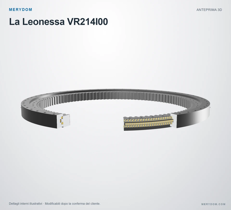 Anteprima del modello 3D del cuscinetto di rotazione sostitutivo MERYDOM per La Leonessa VR214I00.