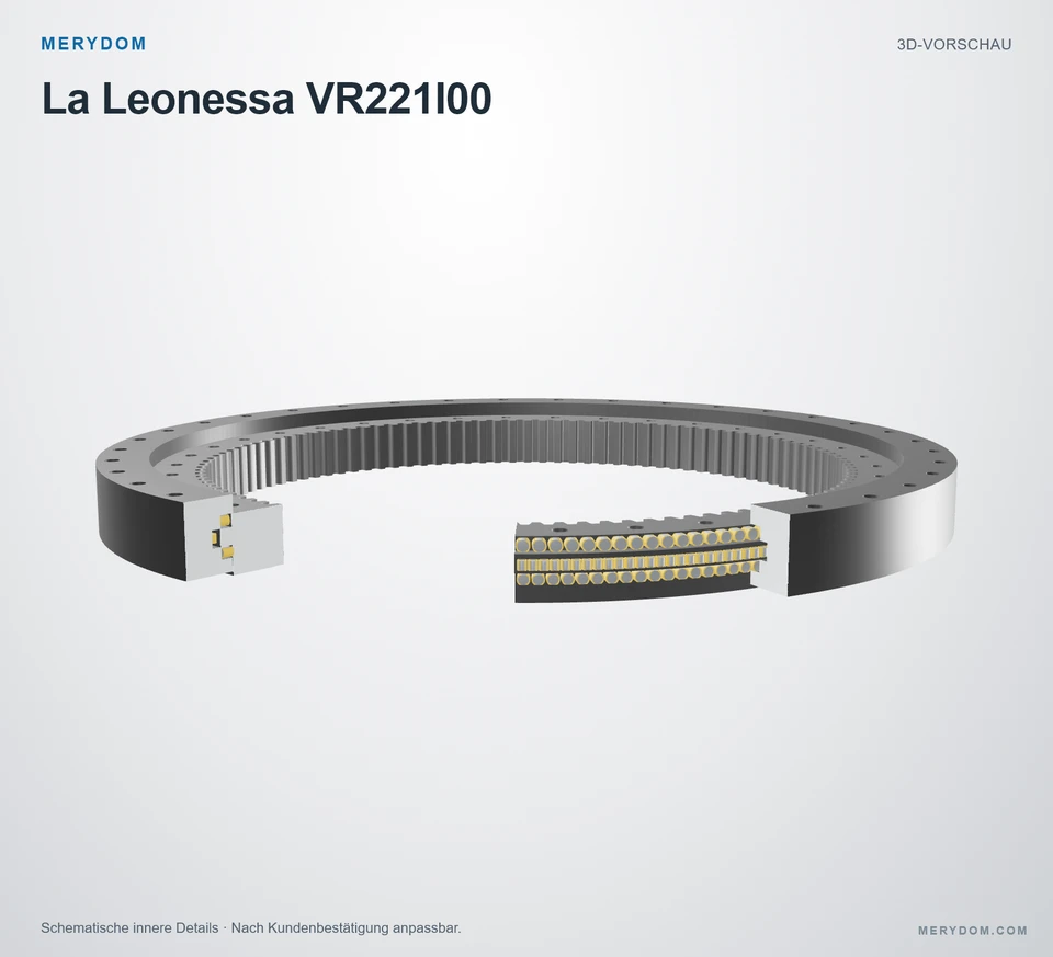 Vorschau des 3D-Modells des MERYDOM-Ersatzdrehkranzes für La Leonessa VR221I00.